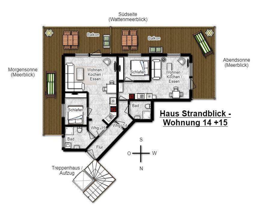 Haus Strandblick Ferienwohnung 15 Wangerooge Bagian luar foto